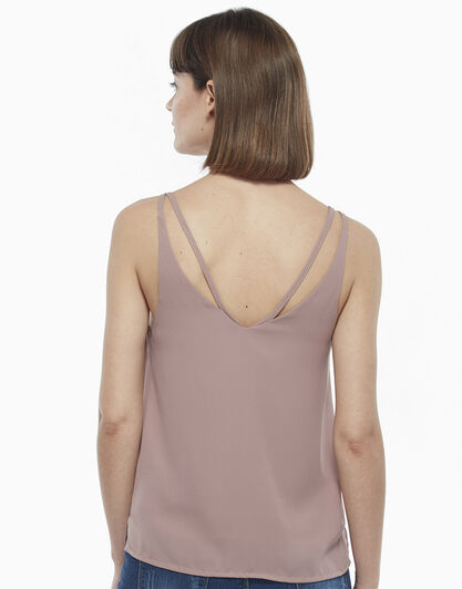 Top con doppia spallina sul retro limestone, in georgette , , LOVABLE
