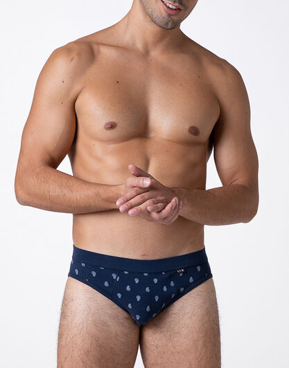 Slip Printed Stretch Cotton, blu stampa cachemire, , LOVABLE