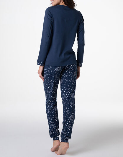 Pigiama Lungo in Interlock, blu navy, , LOVABLE