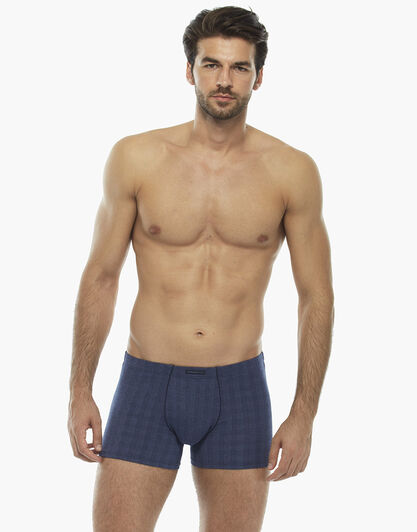 Boxer scacchiera blu in micromodal, , LOVABLE