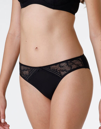 Slip Contemporary Lace in microfibra e pizzo riciclato, nero, , LOVABLE