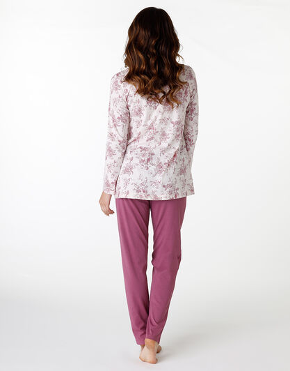 Pigiama Lungo aperto in jersey, stampa rose, , LOVABLE