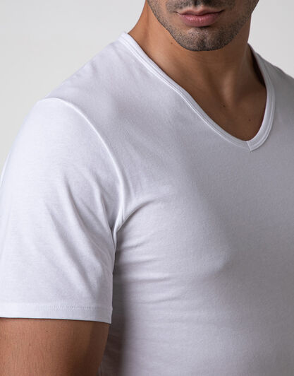 T-shirt scollo a V Cool Sensation in Stretch Cotton, bianco,  T-shirt scollo a V Cool Sensation in Stretch Cotton, bianco, , LOVABLE