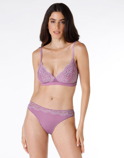 Brasiliano Stylish Lace in pizzo elastico e microfibra, malva, , LOVABLE