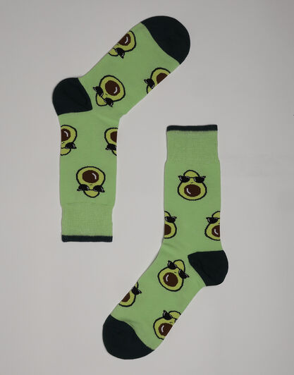 Calzini corti Crazy Socks in cotone, verdi con stampa avocado, , LOVABLE
