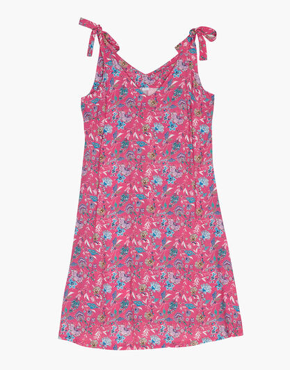 Abitino con fiocchi sulle spalle in tela di viscosa, magenta stampa floreale, , LOVABLE
