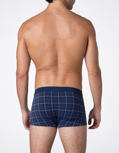 Boxer Printed Stretch Cotton, blu check, , LOVABLE