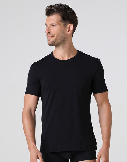 T-shirt girocollo Supima Premium Cotton in cotone elasticizzato, nero, , LOVABLE
