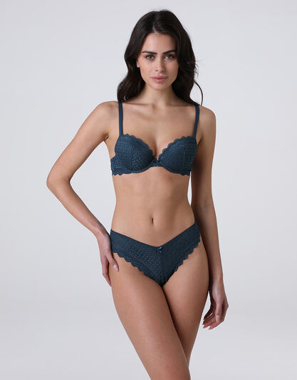 Reggiseno Imbottito con Ferretto Graphic Lace in pizzo, ottanio, , LOVABLE