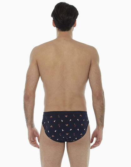 Slip blu stampato in cotone elasticizzato , , LOVABLE