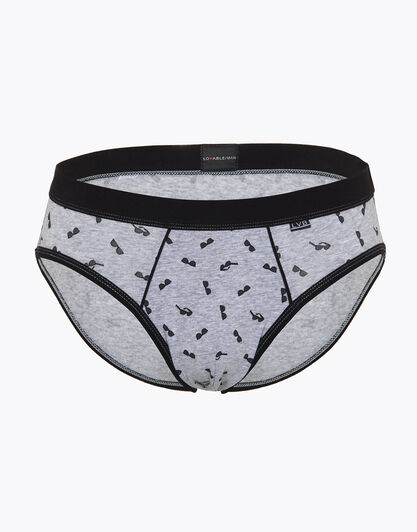 Slip in cotone elasticizzato, grigio stampa occhiali , , LOVABLE