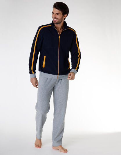 Homewear uomo a maniche lunghe in pile, blu navy, , LOVABLE