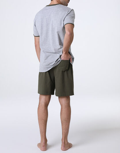 Pigiama Corto Girocollo in Jersey, grigio melange,  Pigiama Corto Girocollo in Jersey, grigio melange, , LOVABLE