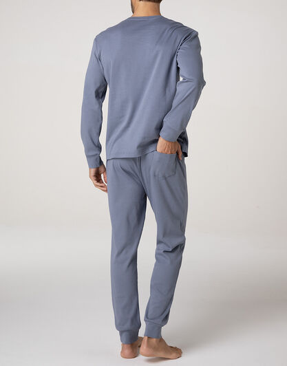 Pigiama Lungo Girocollo in Interlock, grigio azzurro, , LOVABLE