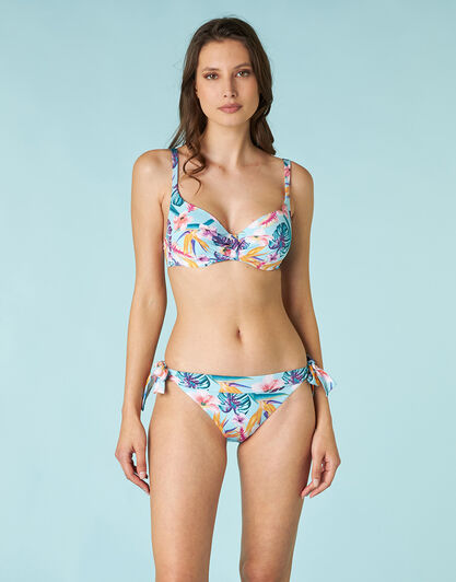 Costume reggiseno imbottito con ferretto Printed Shiny Micro in microfibra, Tropicale Verde Menta, , LOVABLE