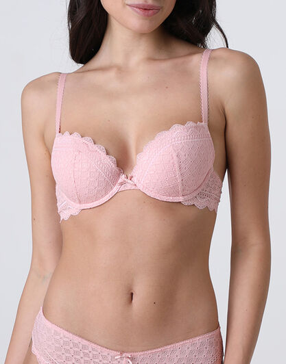 Reggiseno Imbottito con Ferretto Graphic Lace in pizzo, rosa vintage, , LOVABLE