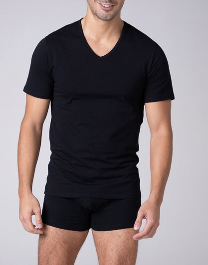 T-shirt scollo a V Cool Sensation in Stretch Cotton, nero,  T-shirt scollo a V Cool Sensation in Stretch Cotton, nero, , LOVABLE