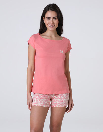 Pigiama Corto in Jersey, rosa pesco, , LOVABLE