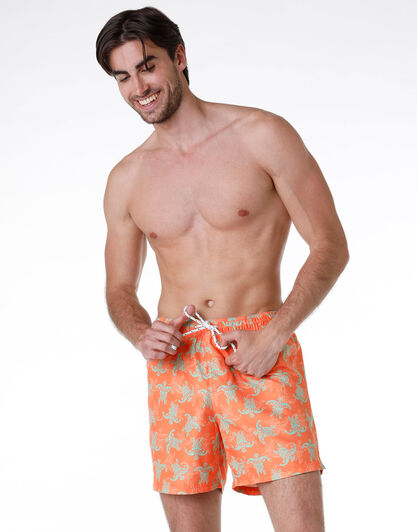 Costume boxer in tessuto mano pesca, arancio stampato, , LOVABLE