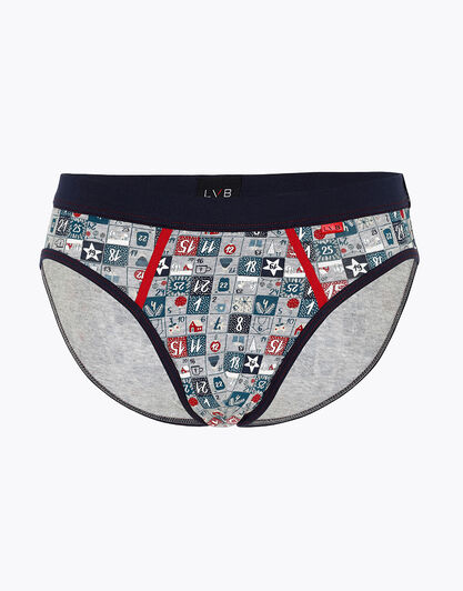 Slip uomo in cotone elasticizzato, grigio melange con stampa, , LOVABLE