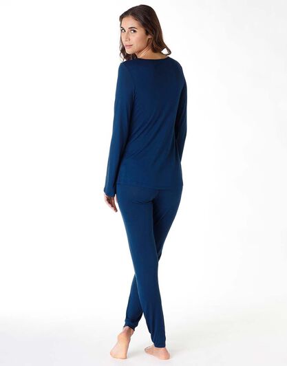 Pigiama lungo donna in modal, blu, , LOVABLE