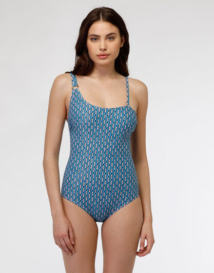 Costume intero in microfibra e nylon riciclato, stampa geometrica, , LOVABLE