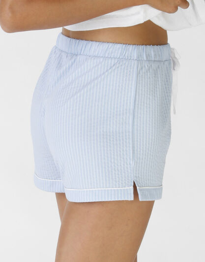 Shorts in operato maglia cotone e sorona, colore lightblue e white, , LOVABLE