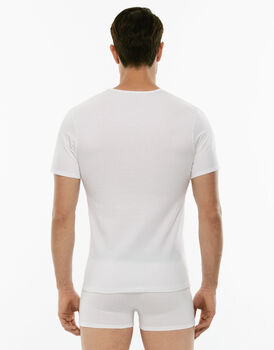 T-Shirt X-Temp bianca in cotone elasticizzato, girocollo-LOVABLE