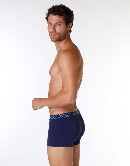 Boxer uomo in cotone elasticizzato, blu con stampa gufetto, , LOVABLE