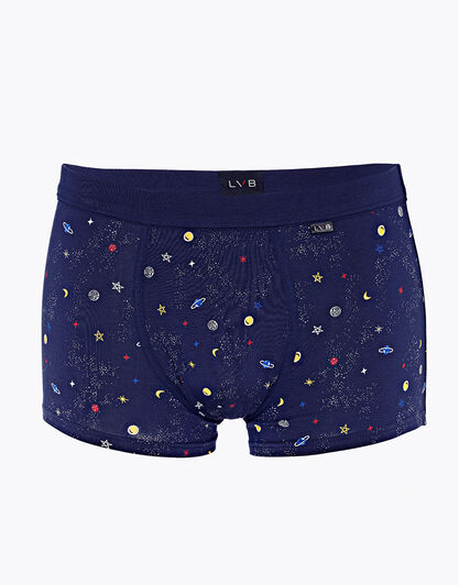 Boxer uomo in cotone elasticizzato, blu navy con stampa, , LOVABLE