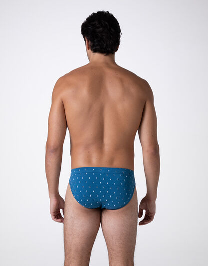 Slip in Cotone Modal, petrolio con stampa scacchi, , LOVABLE