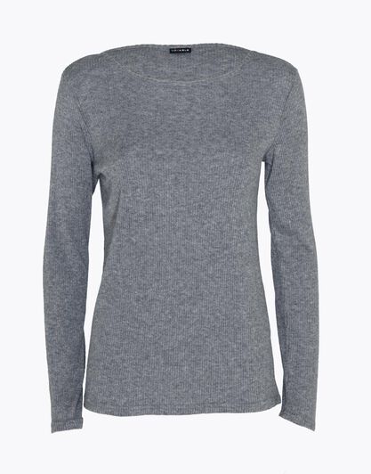 Maglia manica lunga Basic Soul in rib viscosa, grigio melange, , LOVABLE