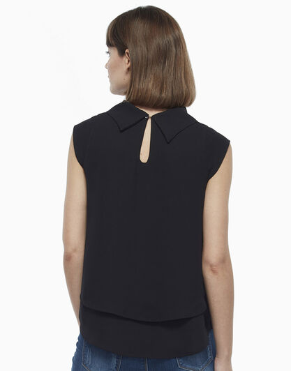 Smanicato mezza manica conchiglia nero, in georgette, , LOVABLE