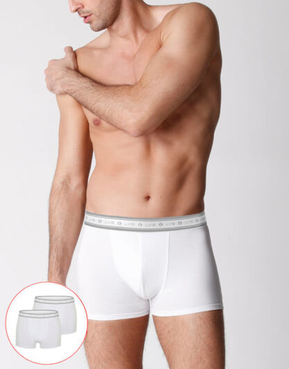 Boxer bipack uomo in cotone biologico, bianco, , LOVABLE