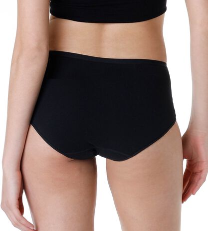 Slip midi assorbente lavabile in cotone elasticizzato, nero, , LOVABLE