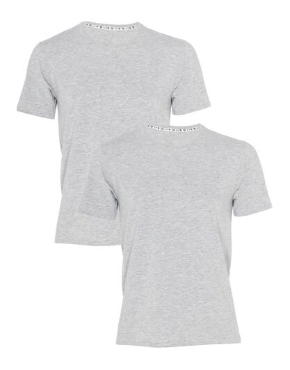 T-shirt girocollo uomo bipack in cotone biologico, grigio mélange, , LOVABLE
