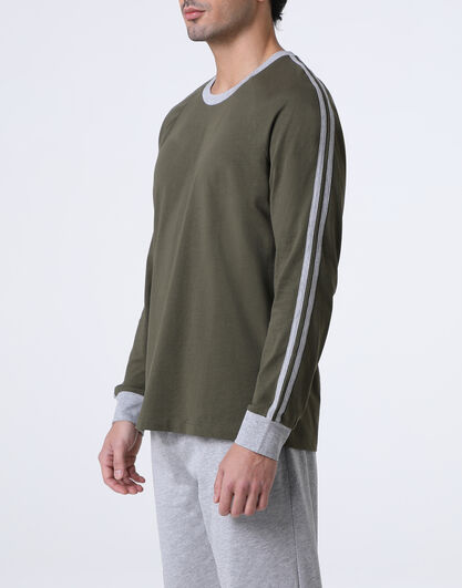 Pigiama Lungo Girocollo in Jersey, verde oliva,  Pigiama Lungo Girocollo in Jersey, verde oliva, , LOVABLE