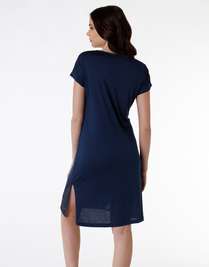 Camicia da notte a maniche corte in jersey di modal, blu, , LOVABLE