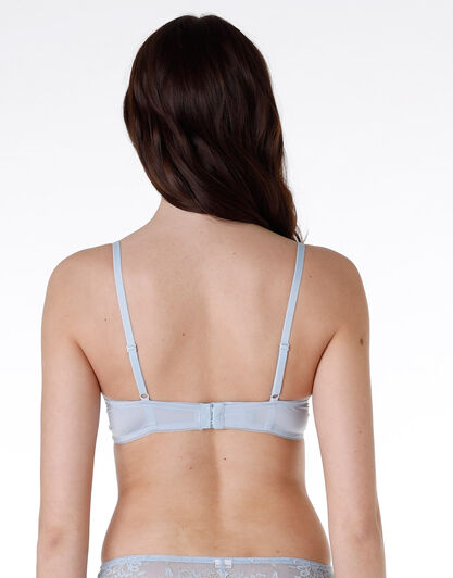 Reggiseno imbottito in pizzo elastico e microfibra, azzurro, , LOVABLE