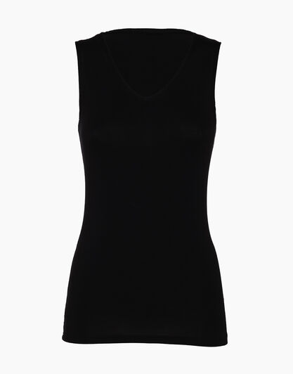 Canotta spalla larga Basic Soul nero, in viscosa con scollo a V, , LOVABLE