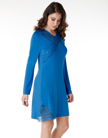 Camicia da notte jersey di modal elasticizzato, blu oceano, , LOVABLE