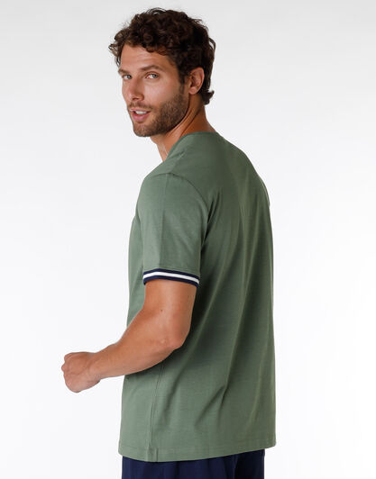 T-shirt del pigiama uomo in jersey di 100% cotone verde fango, , LOVABLE
