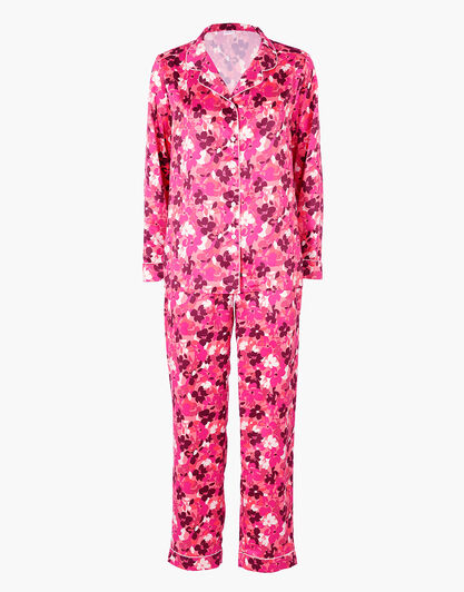 Pigiama Lungo aperto in Satin, mood floreale, , LOVABLE