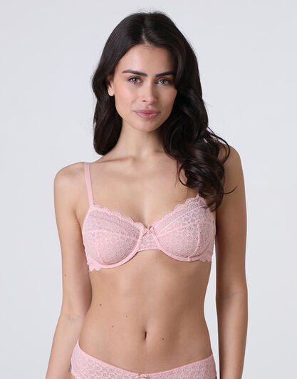 Reggiseno con Ferretto Graphic Lace in pizzo, rosa vintage, , LOVABLE