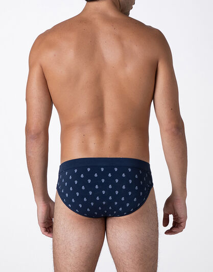 Slip Printed Stretch Cotton, blu stampa cachemire, , LOVABLE