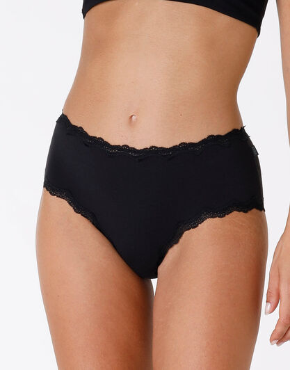 Culotte Lovely nero in cotone elasticizzato con pizzo-LOVABLE
