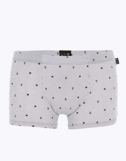 Boxer Printed Cotton Modal, grigio riga stampina, , LOVABLE