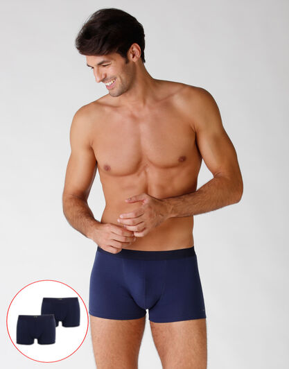 Bipack boxer in cotone elasticizzato, blu, , LOVABLE