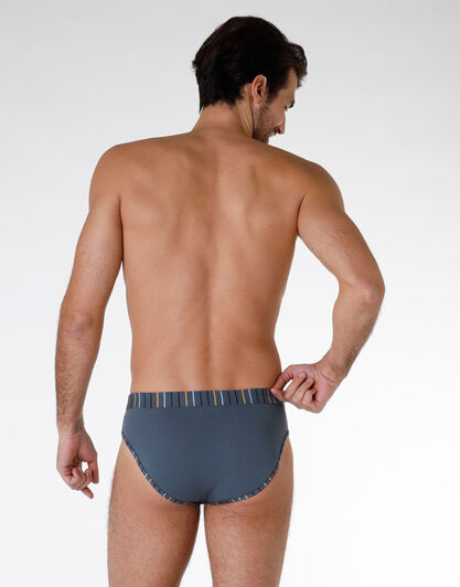 Slip Bipack uomo in cotone elasticizzato, blu denim a righe, , LOVABLE