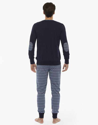 Pigiama manica e gamba lunga, blu notte, in jersey 100% cotone  , , LOVABLE
